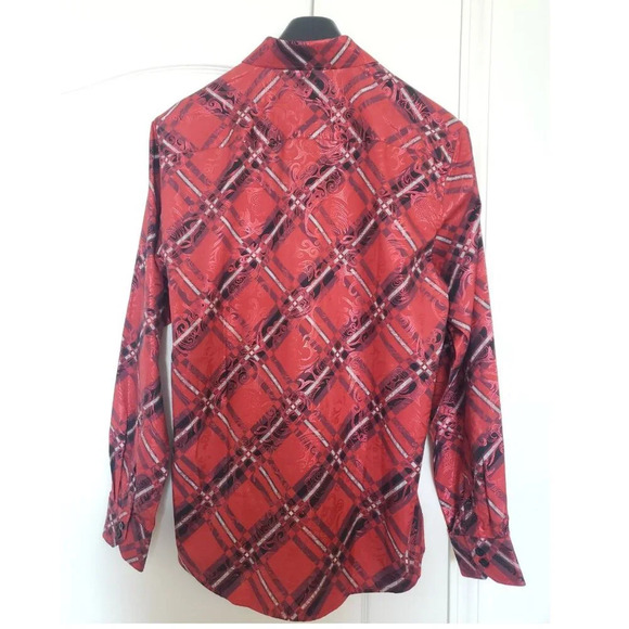 Mens Red Printed  Fashion Shirt Medium EUC - Picture 6 of 9